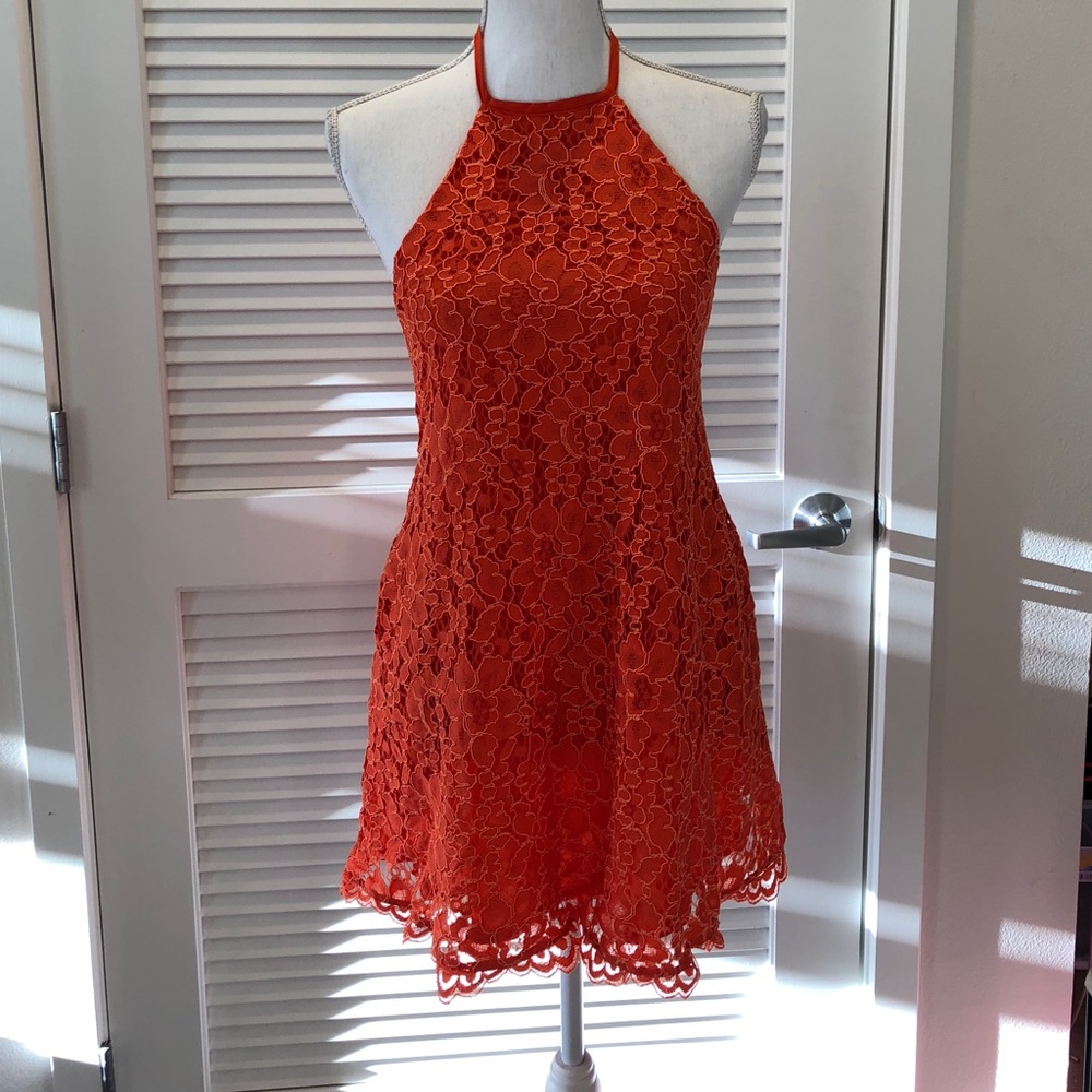 New orange lace halter dress